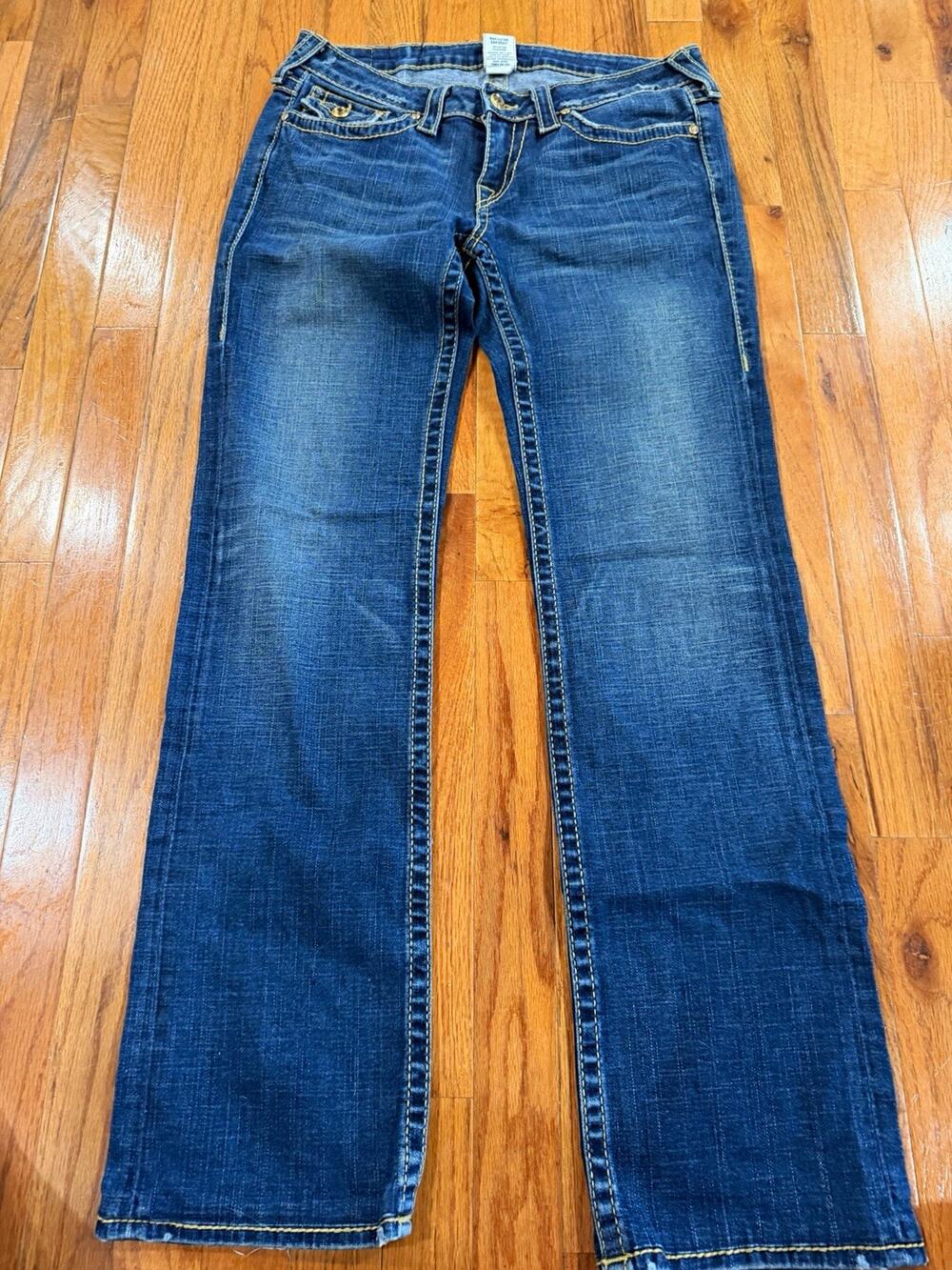 True Religion Disco Billy Big T Bootcut Jeans Women 32 Crystal Buttons Y2K Wash